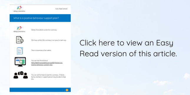 Article what is a behaviour support plan easy read